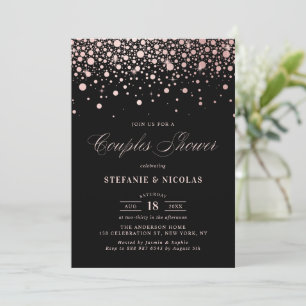 Invitación Relieve metalizado dorado falso Rosa Confetti Pare