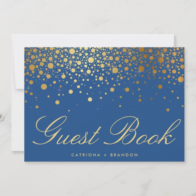 Invitación Relieve metalizado dorado Faux Confetti Rótulo ele (Anverso)
