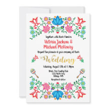Relieve metalizado dorado Floral Boda mexicana Fie