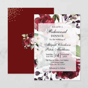 Invitación Relieve metalizado dorado floral borgoñés Boda ens