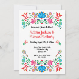 Invitación Relieve metalizado dorado Floral Mexicano Ensayo d