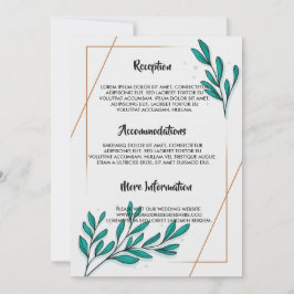 Invitación Relieve metalizado dorado floral verde Sale del pr