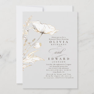 Invitación Relieve metalizado dorado Flores silvestres claro