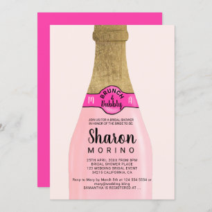 Invitación Relieve metalizado dorado frasco brunch burbujeant