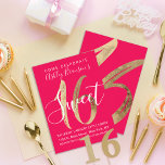 Invitación Relieve metalizado dorado Girly Simple Neon Dulce<br><div class="desc">Esta joven adolescente, de diseño, es perfecta para celebrar la fiesta de cumpleaños, con un Relieve metalizado dorado dulce 16 impreso en moda y un fondo color rosa neón. El diseño elegante y glamuroso de esta invitación será el complemento perfecto para cualquier día de chica. Personalice este diseño personalizado con...</div>