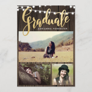 Invitación Relieve metalizado dorado Graduate Faux   Foto de 