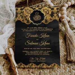 Invitación Relieve metalizado dorado gris oscuro encaja Boda 