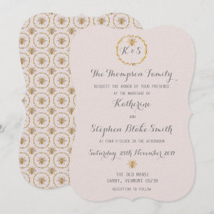 Invitación Relieve metalizado dorado Lilac Casi Mauve Boda de