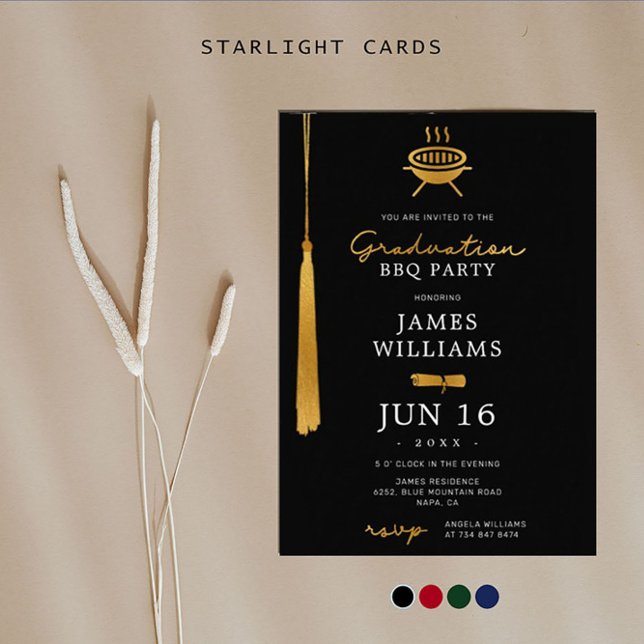 Invitación Relieve metalizado dorado Lux Graduación Tassel BB (Subido por el creador)