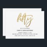 Invitación Relieve metalizado dorado minimalista 50.ª invitac<br><div class="desc">Esta minimalista invitación a la fiesta de 50 años muestra un llamativo texto de "cincuenta" Relieve metalizado de oro. El Relieve metalizado de oro es sólo una textura, no un Relieve metalizado real. Para una personalización más avanzada de este diseño, por ejemplo, cambiar el diseño, el tamaño de letra o...</div>