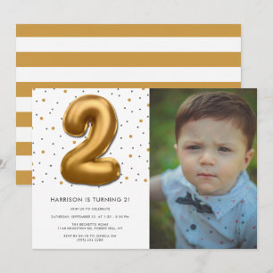 Invitación Relieve metalizado dorado moderno Balón foto de se
