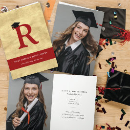 Invitación Relieve metalizado dorado Monograma Alfabeto R Gra