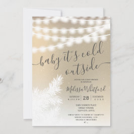 Invitación Relieve metalizado dorado nevado pinar luces de be