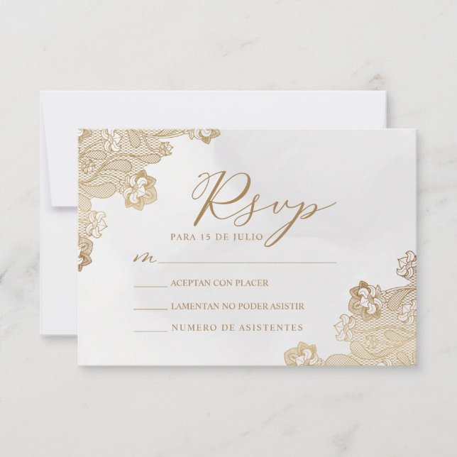 Invitación Relieve metalizado dorado Ornate Nuestra Boda Wedd (Anverso)