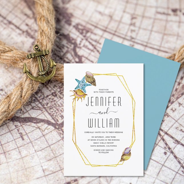 Invitación Relieve metalizado dorado polígono y marejadas bod (Subido por el creador)