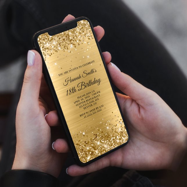 Invitación Relieve metalizado dorado Purpurinoso cepillado 18 (Subido por el creador)