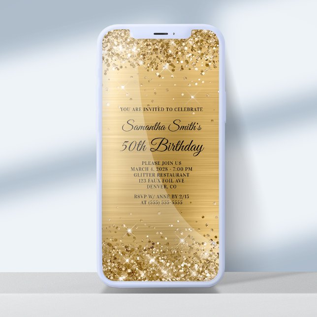 Invitación Relieve metalizado dorado Purpurinoso cepillado 50 (Subido por el creador)