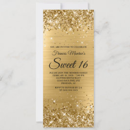 Invitación Relieve metalizado dorado Purpurinoso Dulce 16 Cum