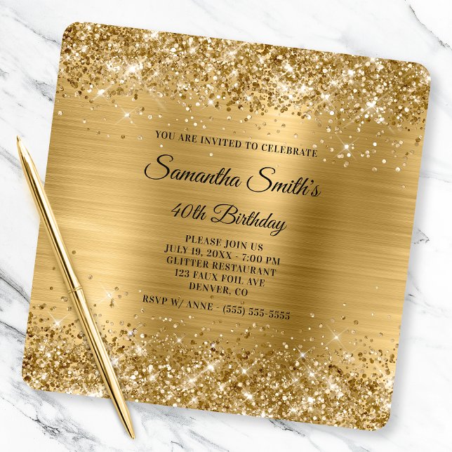 Invitación Relieve metalizado dorado Purpurinoso Fancy Monogr (Subido por el creador)