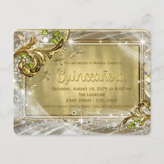 Invitación Relieve metalizado dorado Quinceañera