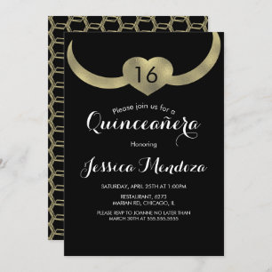Invitación Relieve metalizado dorado Quinceañera Sweet 16