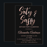 Invitación Relieve metalizado dorado Rosa 60 Sesenta y cumple<br><div class="desc">Rosa de Relieve metalizado dorado Rosa Faux 60 Sesenta y una agradable invitación a la fiesta de cumpleaños. El Relieve metalizado dorado Rosa y la invitación Black 60 y Sassy Birthday Party son perfectos para una moderna fiesta de cumpleaños número 60.</div>