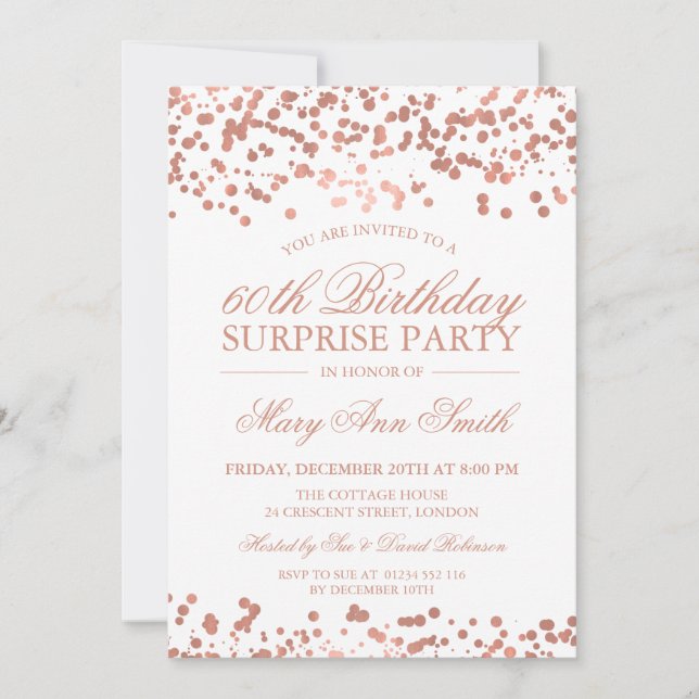 Invitación Relieve metalizado dorado Rosa de la fiesta de cum (Anverso)