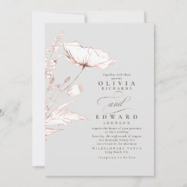 Invitación Relieve metalizado dorado Rosa Flores silvestres B