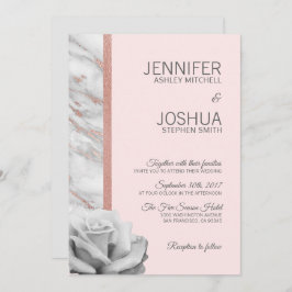 Invitación Relieve metalizado dorado rosa rosa Rubor floral B