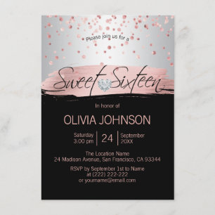 Invitación Relieve metalizado dorado rosa rosado plateado DUL