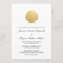 Invitación Relieve metalizado dorado Seashell Faux | Boda oce