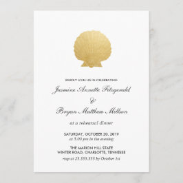 Invitación Relieve metalizado dorado Seashell Faux | Cena de 