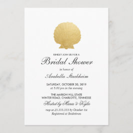 Invitación Relieve metalizado dorado Seashell Faux | Ocean Br