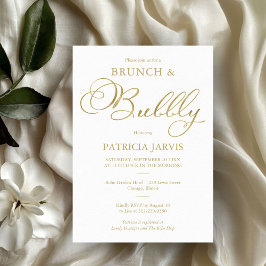 Invitación Relieve metalizado dorado Sencillo Brunch Y Ducha 