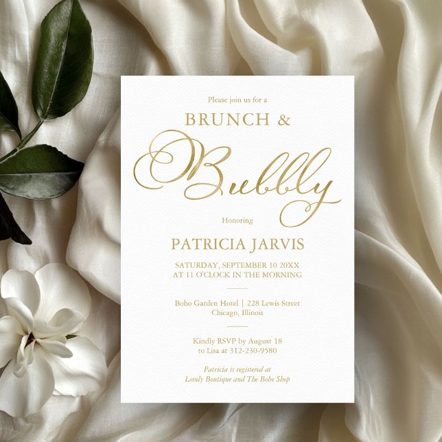Invitación Relieve metalizado dorado Sencillo Brunch Y Ducha  (Subido por el creador)