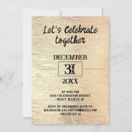 Invitación Relieve metalizado dorado Textura Fiesta de Año Nu