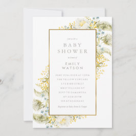 Invitación Relieve metalizado enmarca a Boho Wildflower Baby 