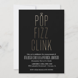 Invitación Relieve metalizado falso del Pop Fizz Clink New Ye
