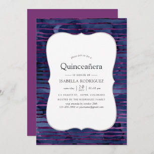 Invitación Relieve metalizado falso rayado Quinceanera