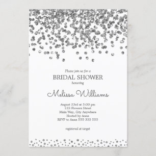 Invitación Relieve metalizado fino de plata Confetti elegante