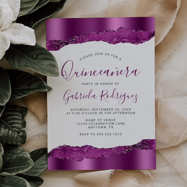 Invitación Relieve metalizado Glam Purple Plum Purpurina Quin (Subido por el creador)