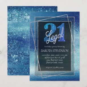 Invitación Relieve metalizado Glitzy Azul helado irlandés 2