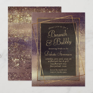 Invitación Relieve metalizado Glitzy   Brunch de cobre dorado