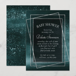 Invitación Relieve metalizado Glitzy   Ducha irlandesa Seafoa