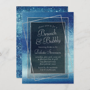 Invitación Relieve metalizado Glitzy Helado Azul Irlandés C