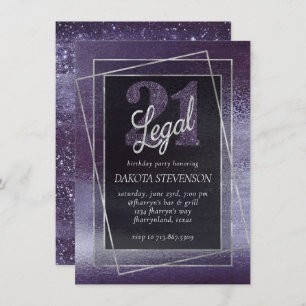 Invitación Relieve metalizado Glitzy Indigo Midnight Purple