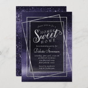 Invitación Relieve metalizado Glitzy   Indigo Midnight Purple