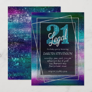 Invitación Relieve metalizado Glitzy   Ombre oscuro holográfi