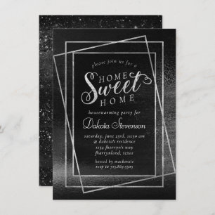 Invitación Relieve metalizado Glitzy Platinum Silver Shimme