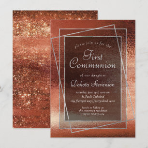 Invitación Relieve metalizado Glitzy   Primera Comunión del N